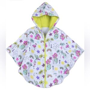 DISNEY Hooded Swim Poncho Cape Coverup Little Mermaid Princess Ariel Zippered 3T